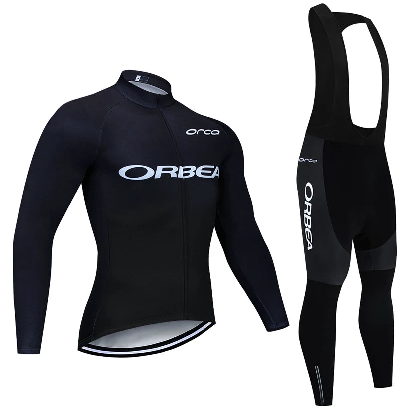 Winter 2025 BLACK Cycling Jersey ORBEA ORCA Bike Jacket Pants Men Thermal Fleece Team Ropa Ciclismo MTB Road Bicycle Clothing - Colouronova