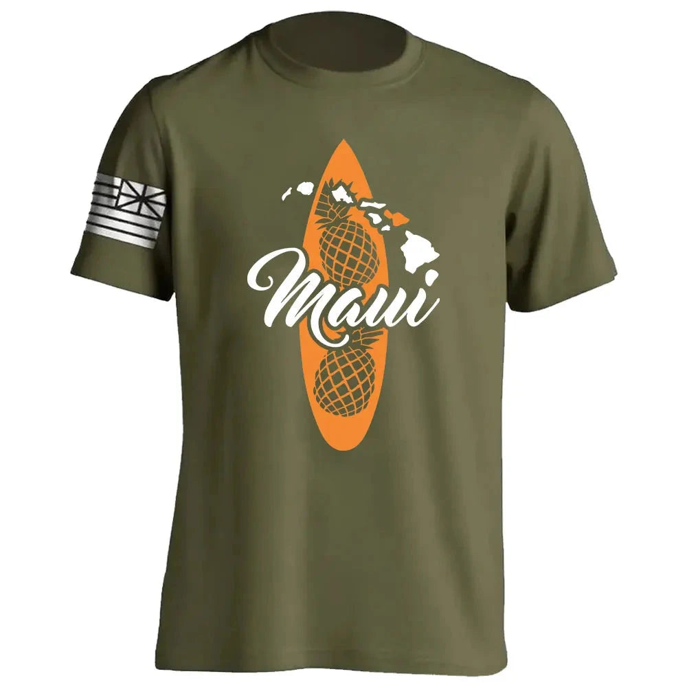 Men's Cotton Shirt OAHU HAWAII SURFING Distressed TShirt Unisex Surf Board Beach Tee Tops Summer Fashion Casual Short Sleeves Colouronova