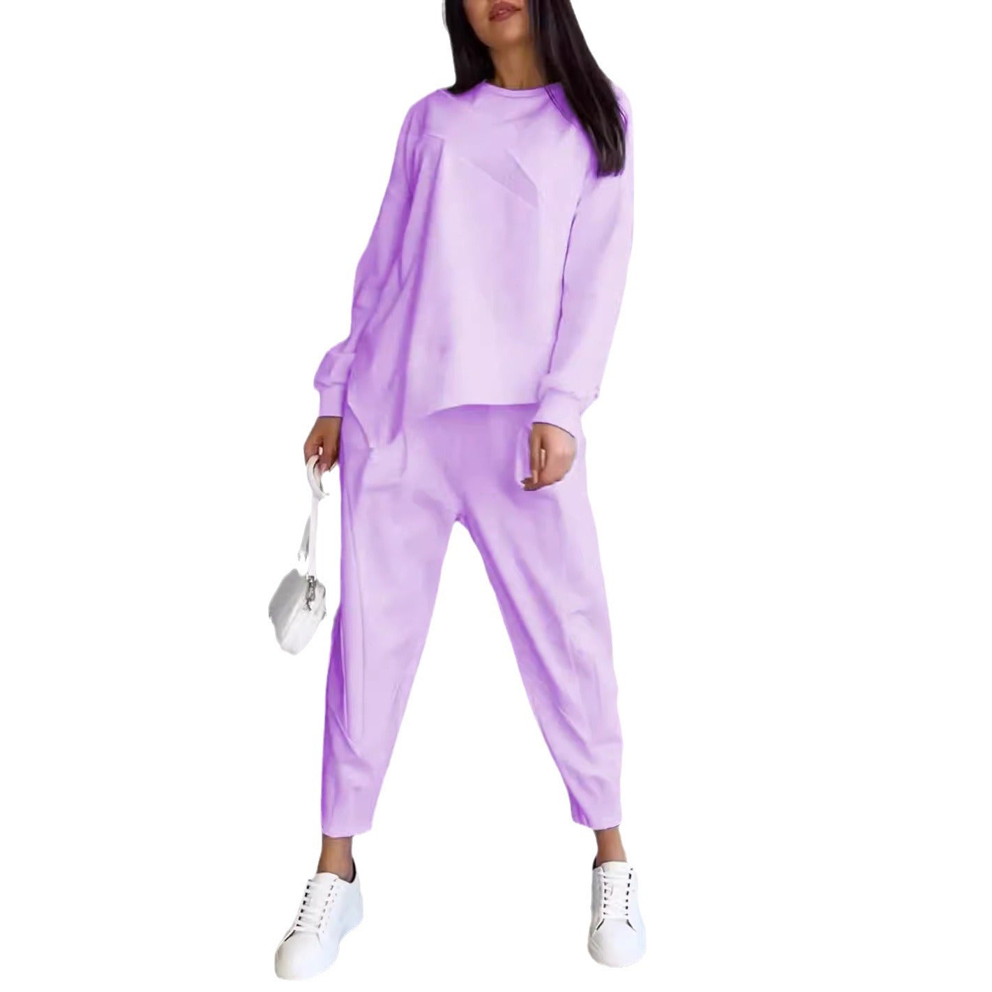 Womens Casual Round Neck Loose Long Sleeve Sweatshirt Suit Colouronova