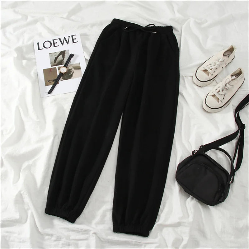 Women Solid Sweatpants Autumn Baggy Fashion Oversize Sports Pants Winter Joggers - Colouronova