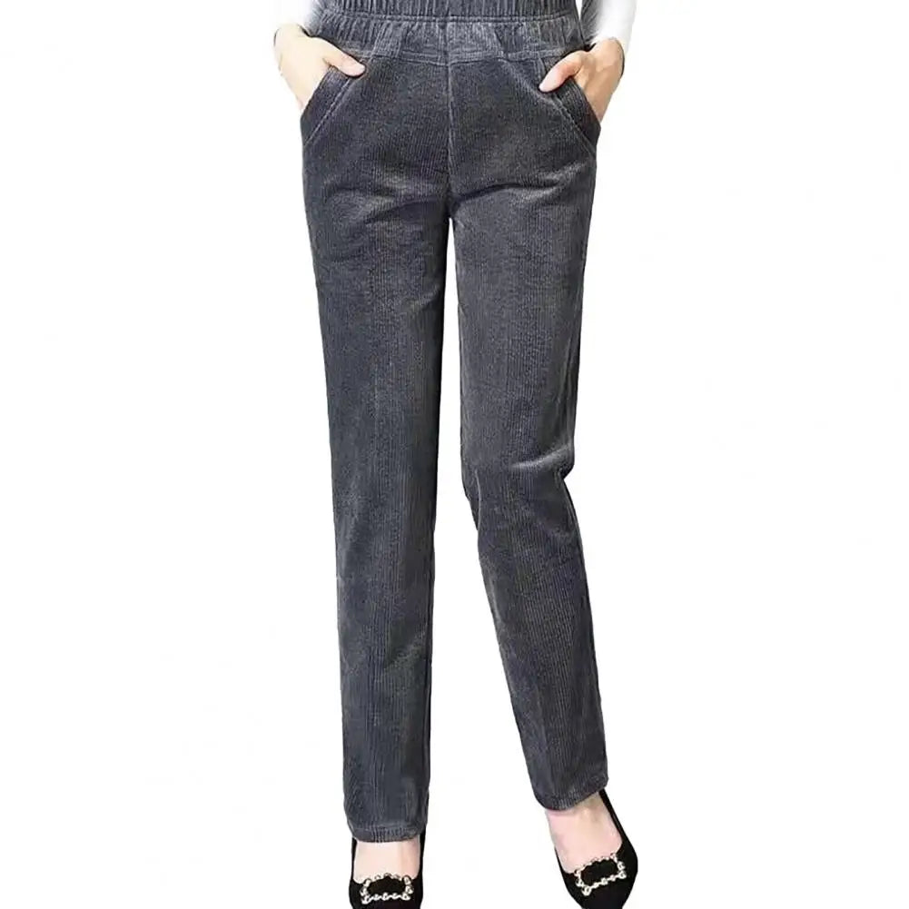 Solid Color Fleece Pants Cozy Stylish Fall/winter Women's Pants High Elastic Waist Plush Fabric Wide Leg Design with for Casual - Colouronova