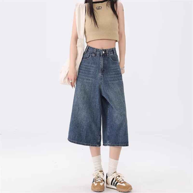 Denim wide-leg pants
