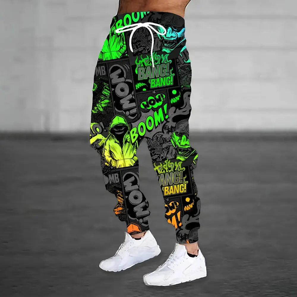 Winter New Thick Warm Pants 2026 New Fashion 3D Flame Print Sweatpants Men Large Size Loose Casual Pocket Drawstring Sweatpants - Colouronova