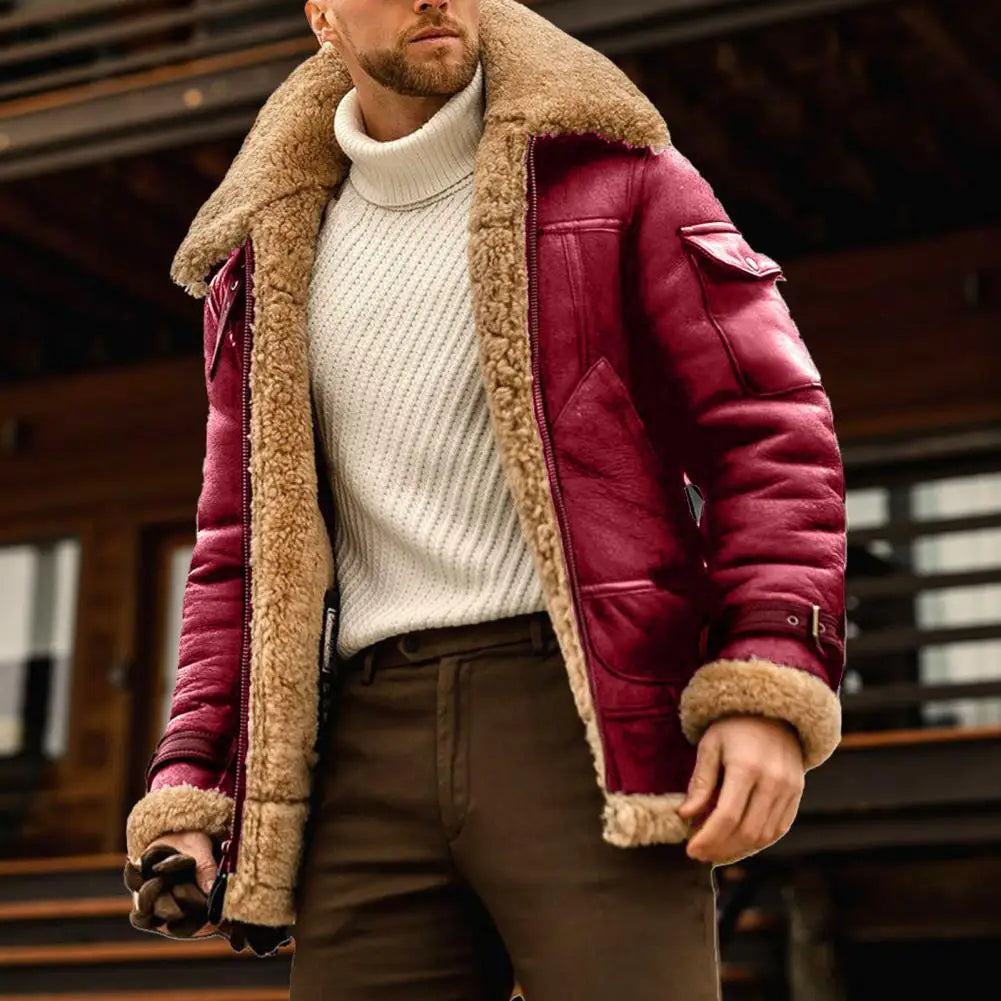 Plush Lining Men Casual Velvet Jacket European Style Thickened Compound Leather Clutch Cross Border Ebaywish Jacket Winter Coat - Colouronova