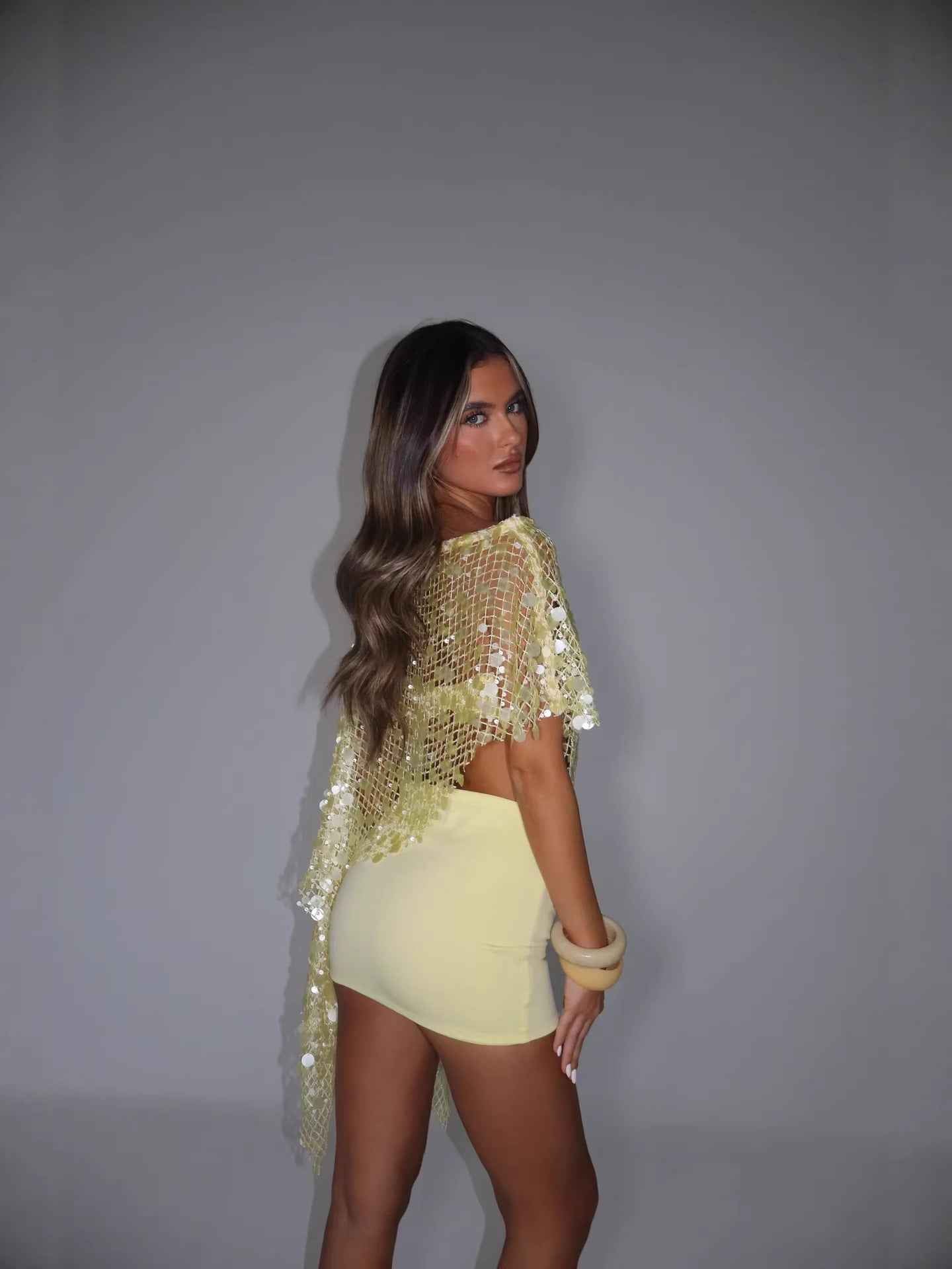 Pearl Accent Asymmetric Three-Piece Dress Set