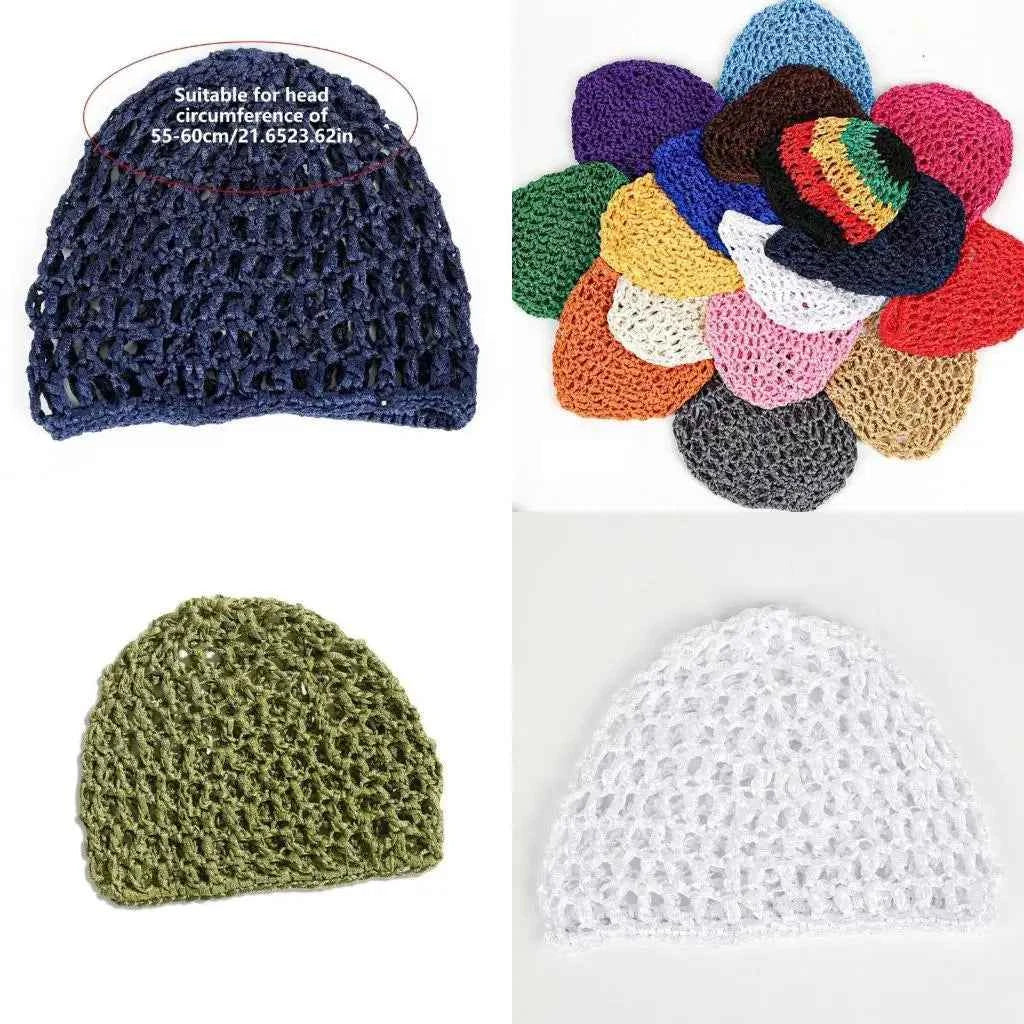 R1WE Hollowout Crochet Brimless Hat Simple Skull Cap Breathable Knitted Hat for Autumn Winter Fashion Hair Net Sleep Headwear