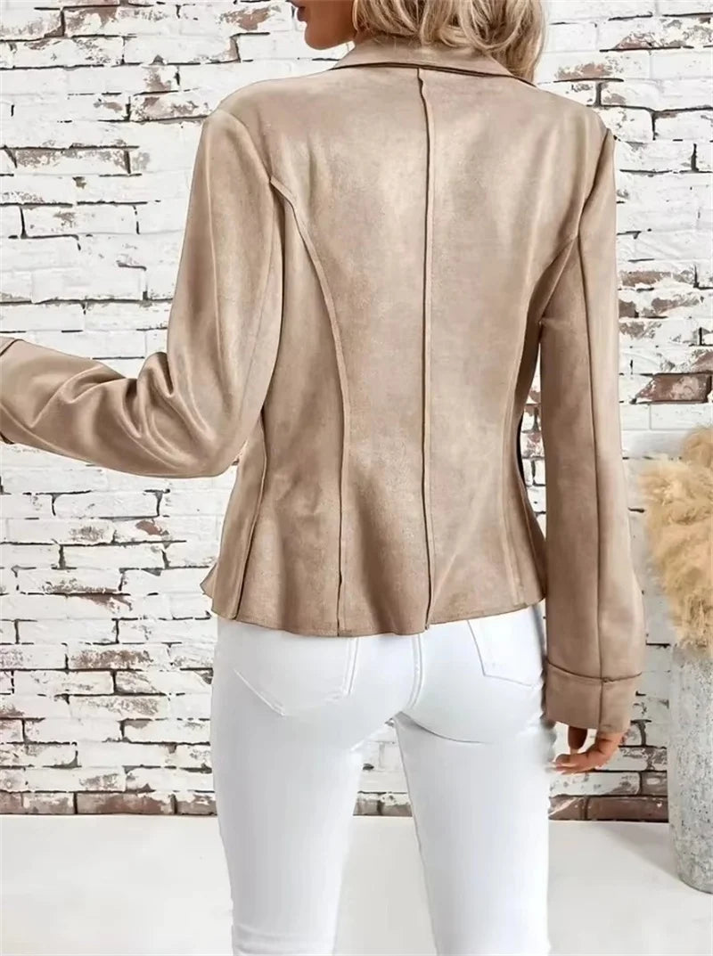 Casual Temperament Slim Women's Jacket Long Sleeve Cardigan Commuting Autumn New Female Street Fashion Turn-down Collar Coat Top - Colouronova