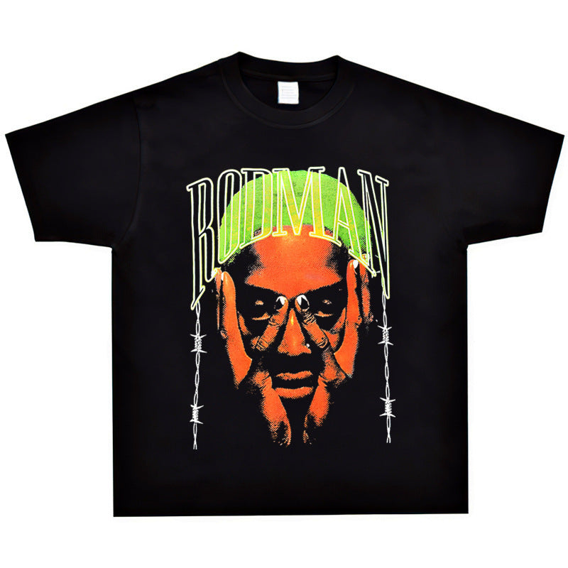 Vintage Basketball Player Print Cotton T-Shirt Colouronova