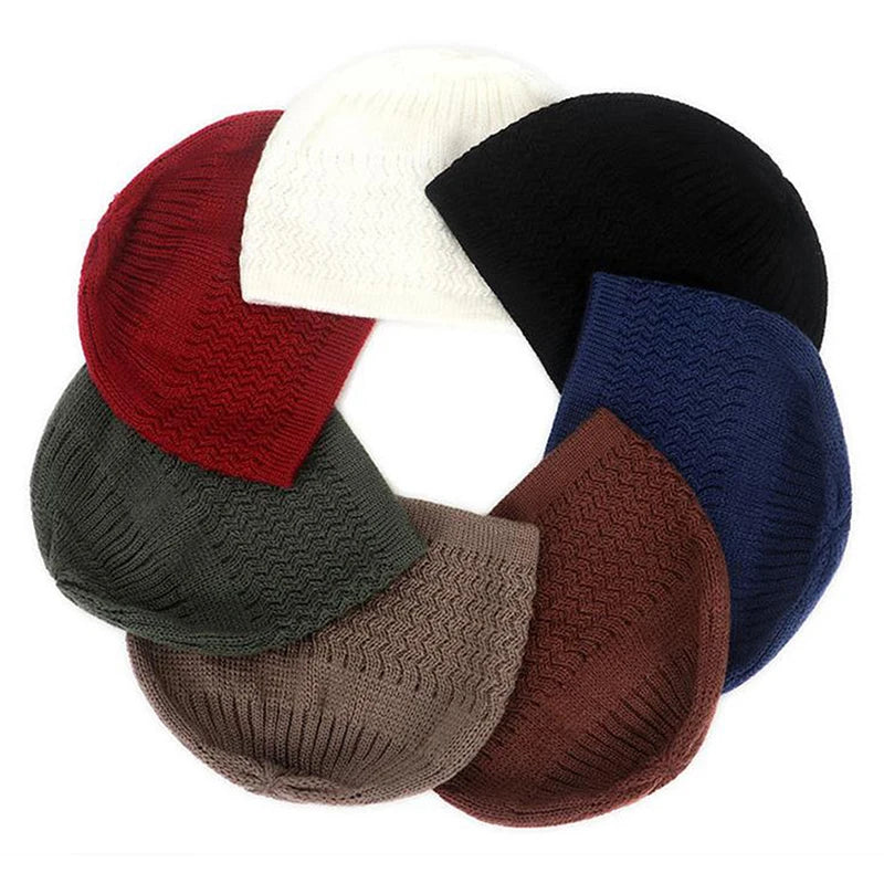Casual Knitted Muslim Men Prayer Hats Winter Warm Beanies Cap Islamic Ramadan - Colouronova
