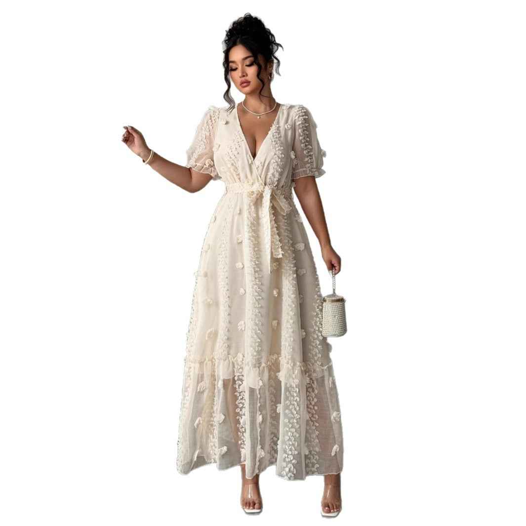 Embroidered Halter Neck Backless Long Dress