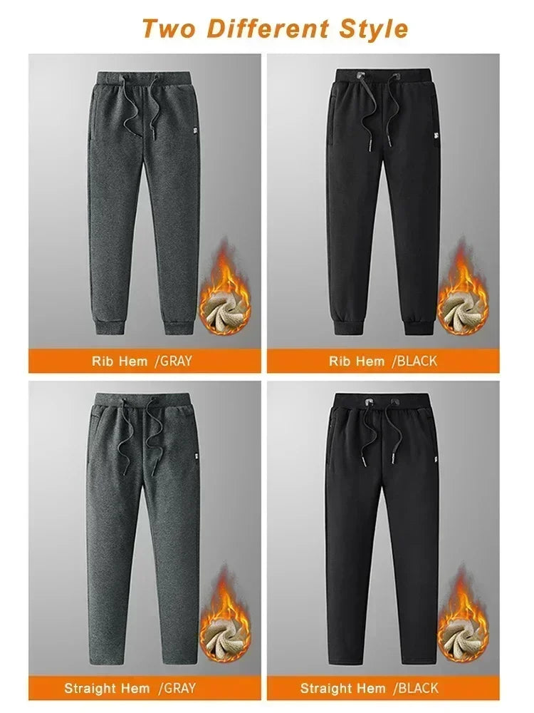 Winter Men's Sweatpants Thick Warm Fleece Joggers Sportswear Zip Pockets Cotton Casual Track Pants Plus Size 6XL 7XL 8XL - Colouronova