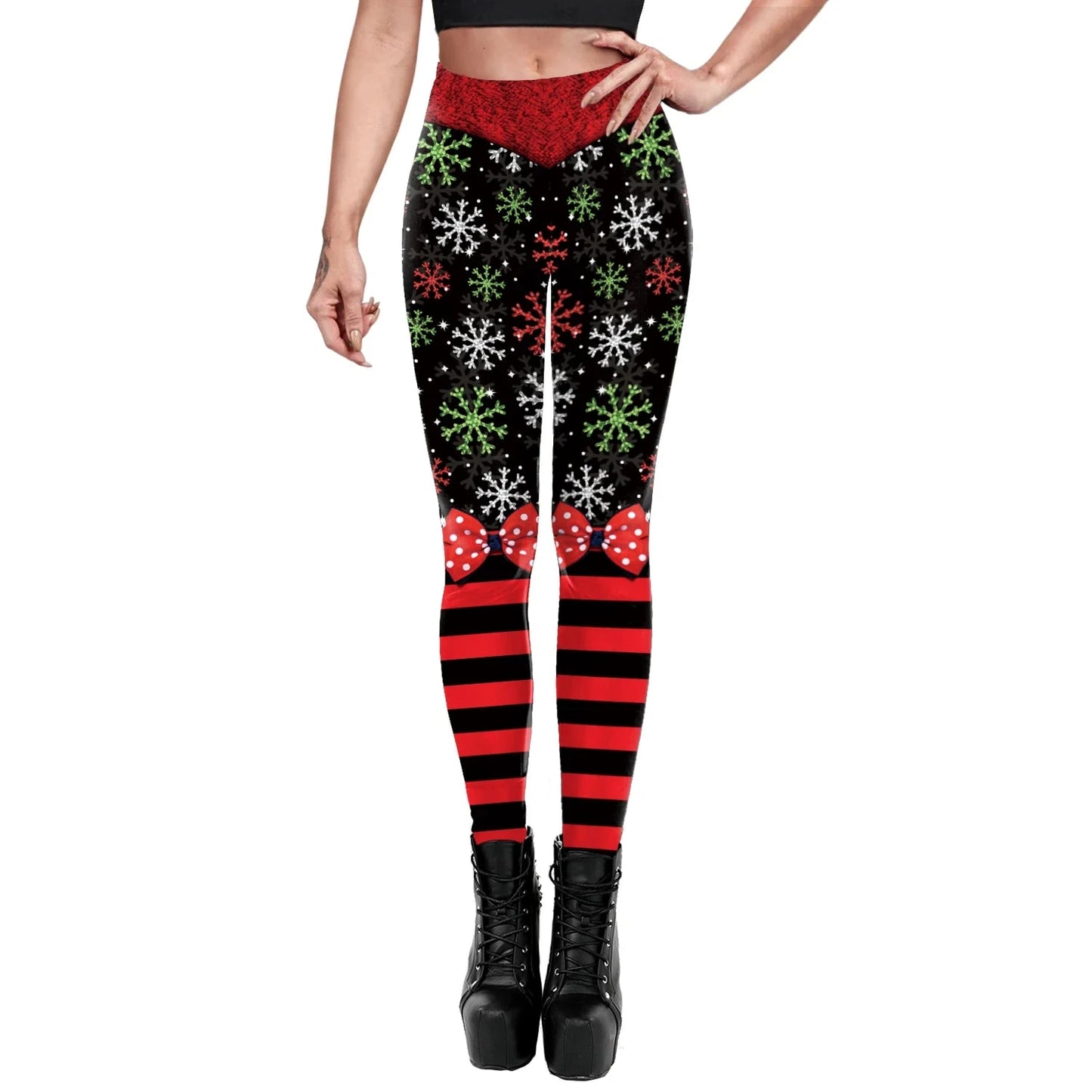 Phantasy Vintage Women Christmas Leggings Autumn Winter Women Xmas Pants Sexy Tights Trousers Festival Party Carnival Leggings Colouronova