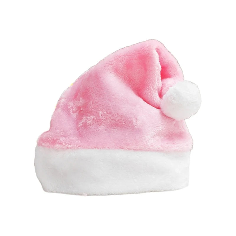 X90F Carnival Santa Claus Thicken Beanie with Pompom Multi Color Adult Warm Velvet Christmas Hats for Women Men Kids Gift - Colouronova