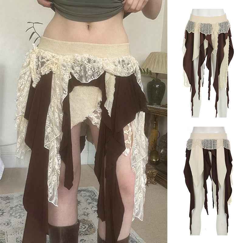 Asymmetrical High Waist A-Line Skirt