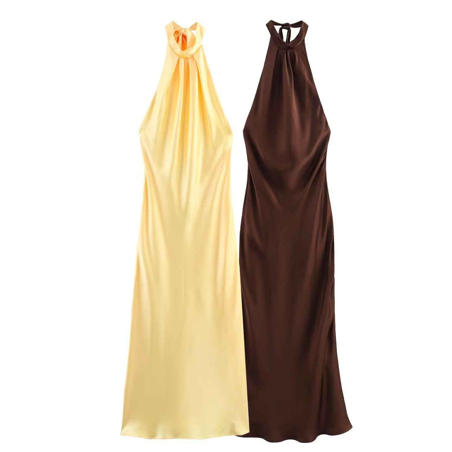 Women's Satin Halter Neck Dress