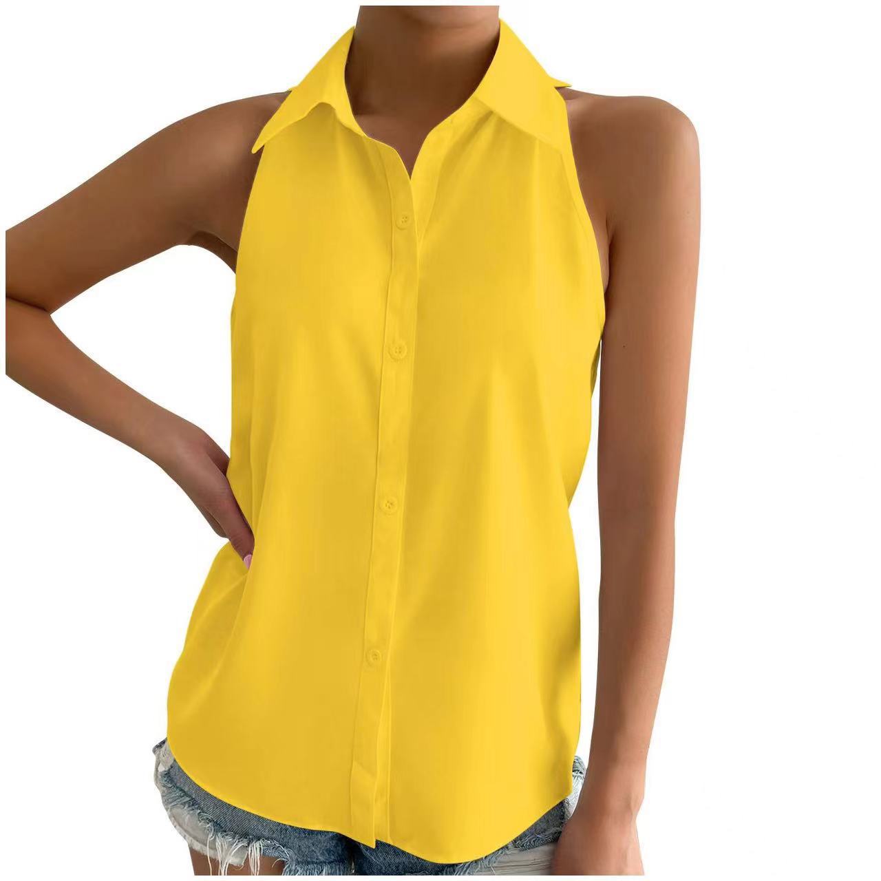 Sleeveless Satin Shirt for Women Colouronova