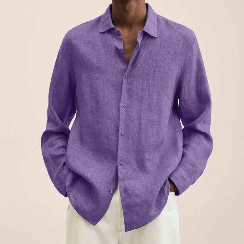 Loose Button Cotton and Linen Cardigan Shirt Men