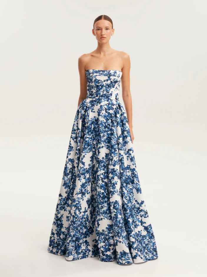 Off-Shoulder 3D Pattern Evening Dress