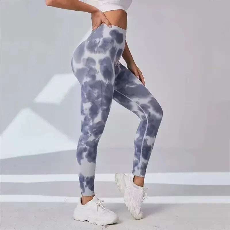 New Tye Die Seamless Yoga Pants 3D Printed Women High Waist Lifting Hip Honey Peach Hip Fitness Gym Leggings Running Sport Pants Colouronova