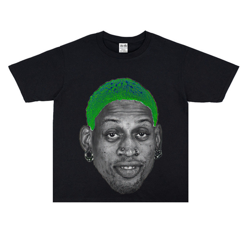 Vintage Basketball Player Print Cotton T-Shirt Colouronova