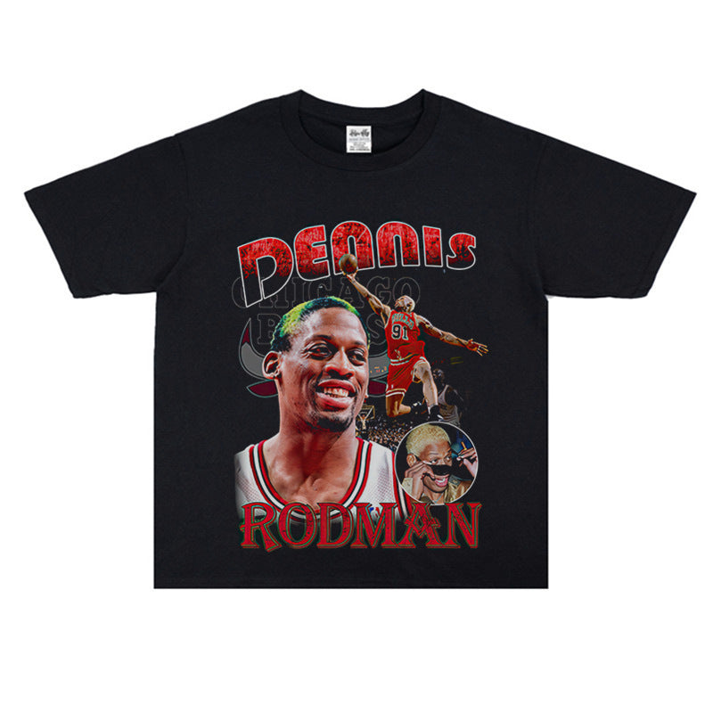 Vintage Basketball Player Print Cotton T-Shirt Colouronova