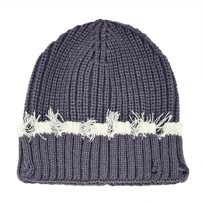 Y2K Knitted Beanie Hats Winter Warm Wool Caps With Holes Hip Hop Streetwear Accessories New Color Matching - Colouronova