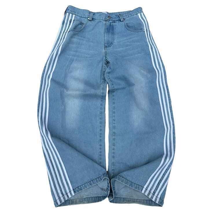 Retro Striped Denim Pants