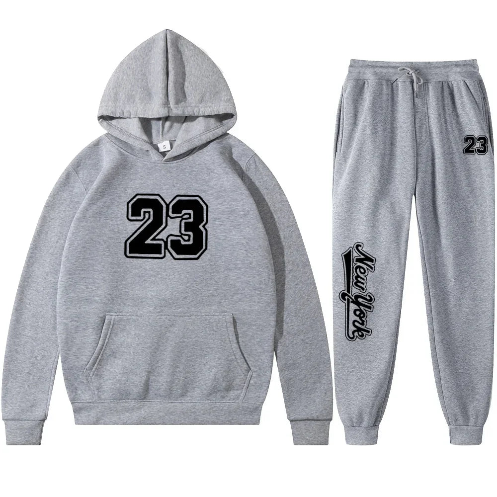 Tracksuit Sets Men's Casual Fleece Warm Hoodies Pants 2PCS Mens Long Sleeve Sport Suit Male Pullover Hoodies Sports Clothing - Colouronova