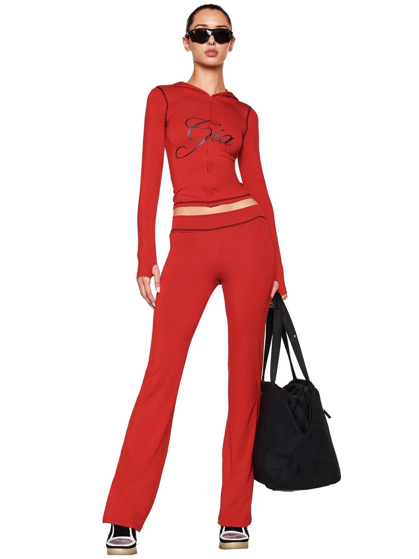 Printed Hooded Long Sleeve Thumb Hole Two Piece Set Colouronova