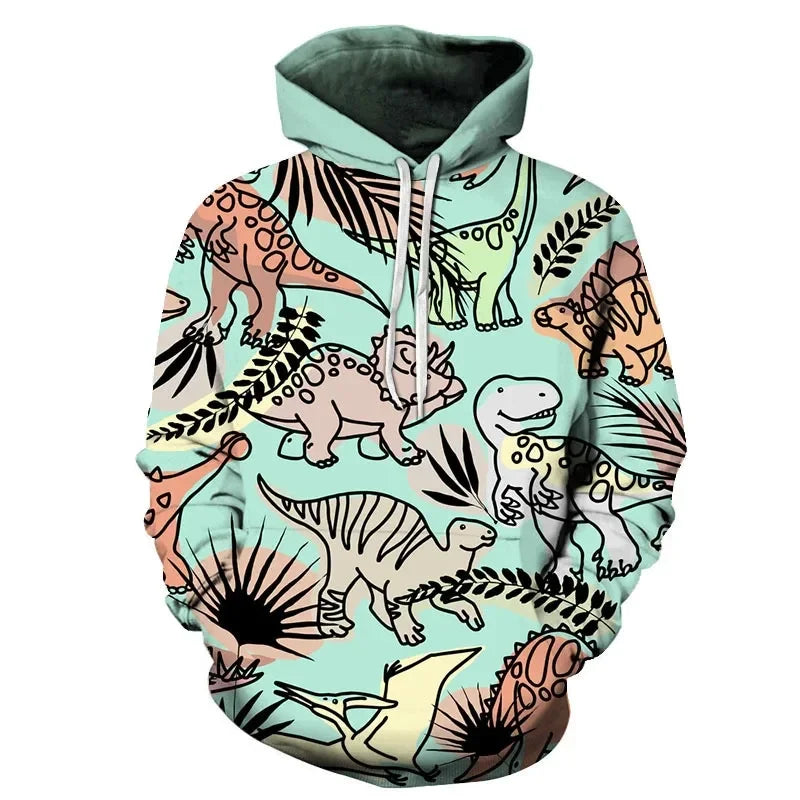 Cartoon Dinosaur 3D Printed Hoodies For Men Clothes Funny Fashion Women Sweatshirt Casual Streetwear Pullovers Y2k Tracksuit Top - Colouronova