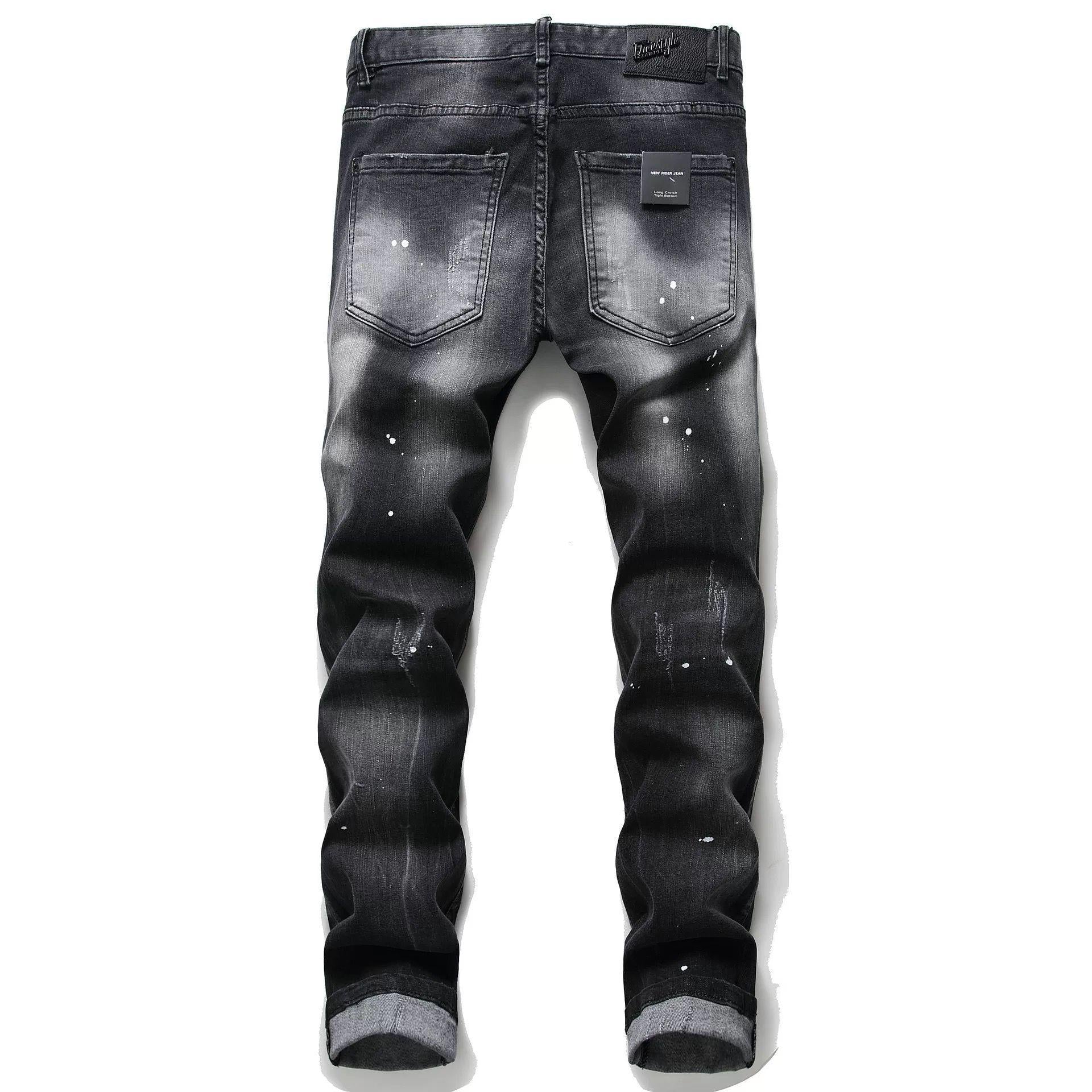 Personality ripped black pants Colouronova