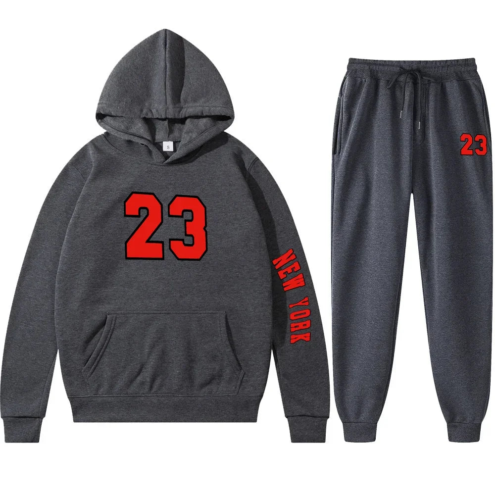 Tracksuit Sets Men's Casual Fleece Warm Hoodies Pants 2PCS Mens Long Sleeve Sport Suit Male Pullover Hoodies Sports Clothing - Colouronova