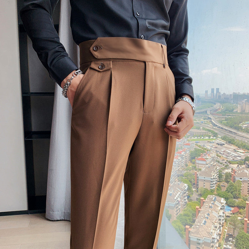 Mens Straight Fit Cropped Trousers Colouronova