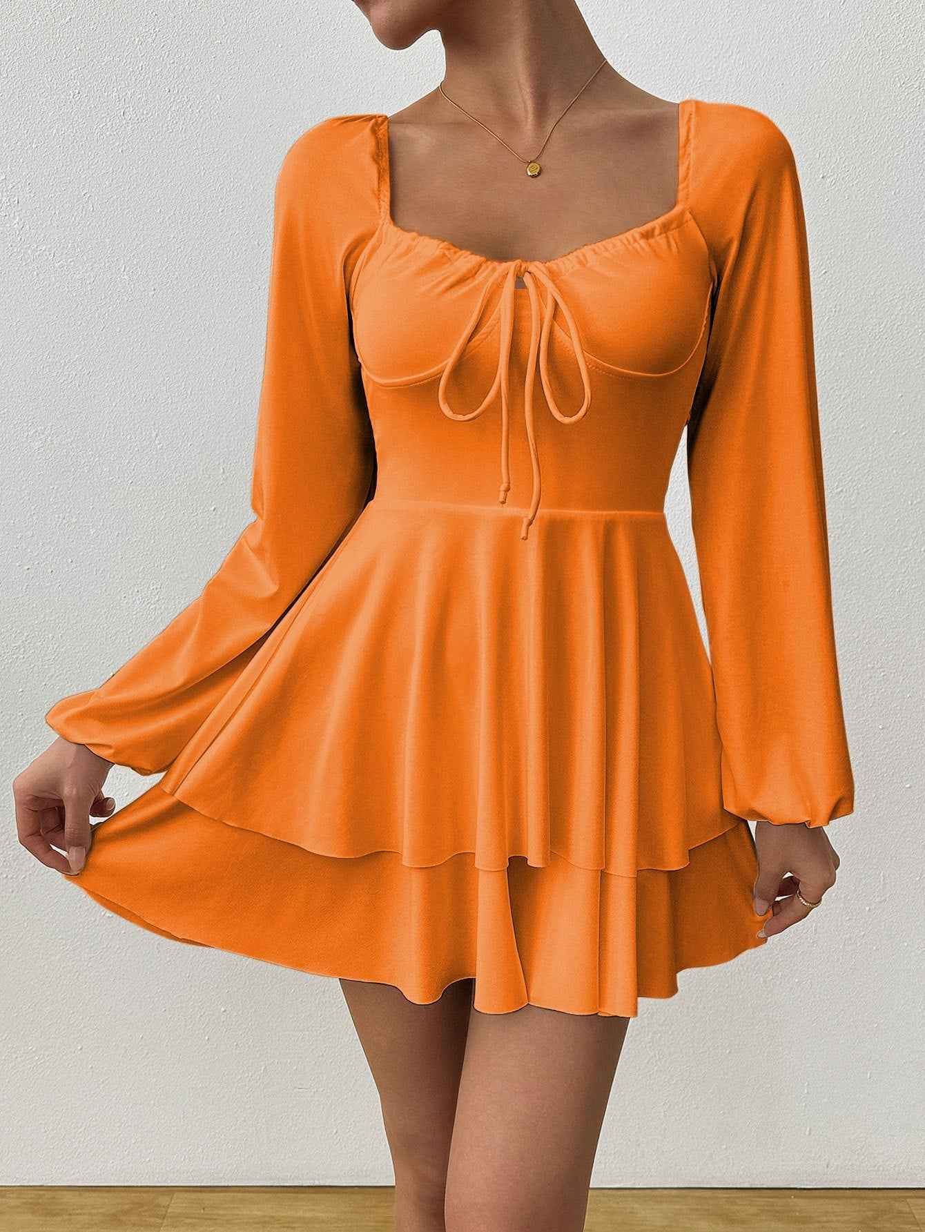Elegant Backless Drawstring Long Sleeve Jumpsuit
