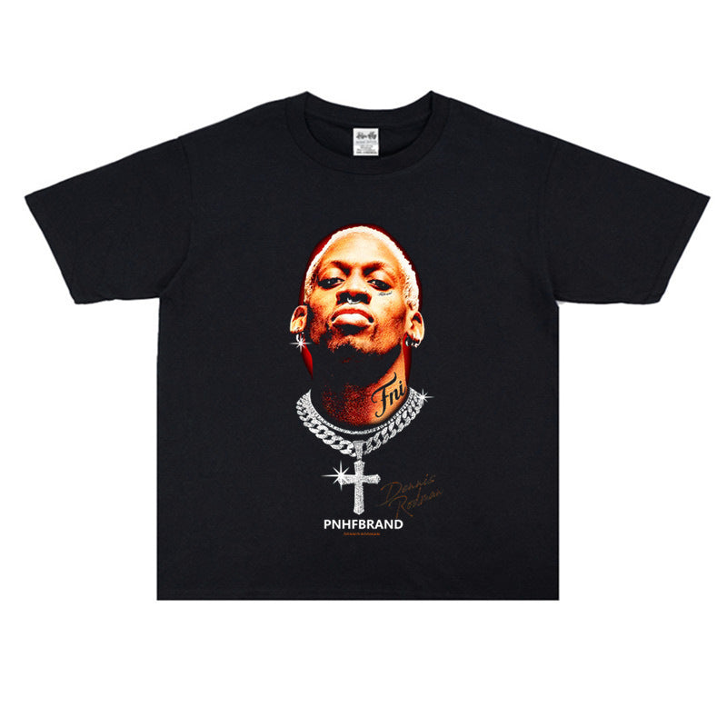 Vintage Basketball Player Print Cotton T-Shirt Colouronova