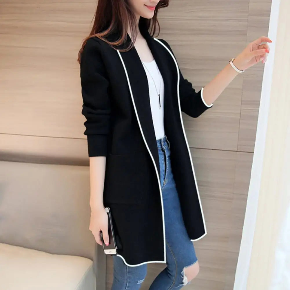 Women Lapel Casual Solid Color Coats Long Sleeve Loose Cardigan Warm Long Fleece Sweater Jackets for women chaquetas - Colouronova
