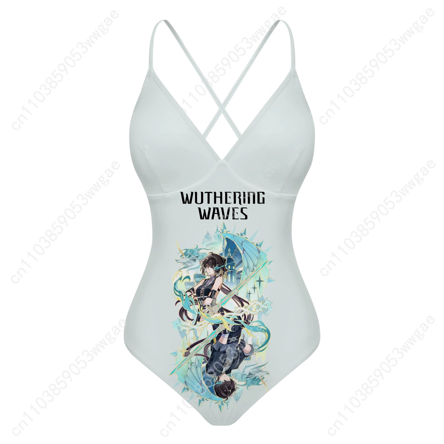 Wuthering Waves V-neck Halter Back Swimsuits Womens Bathing Suits Personalized Bikini Beach Sexy Swimwear Customized Beachwear - Colouronova