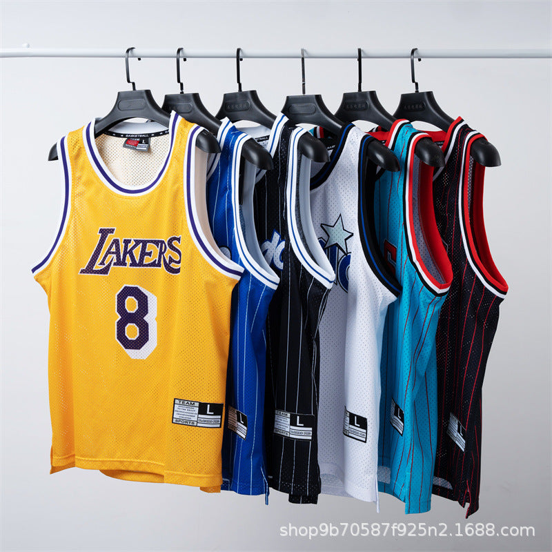 American Retro Mesh Jersey Iverson Maddie Kobe Curry Butler James Digital Print Basketball Vest Colouronova