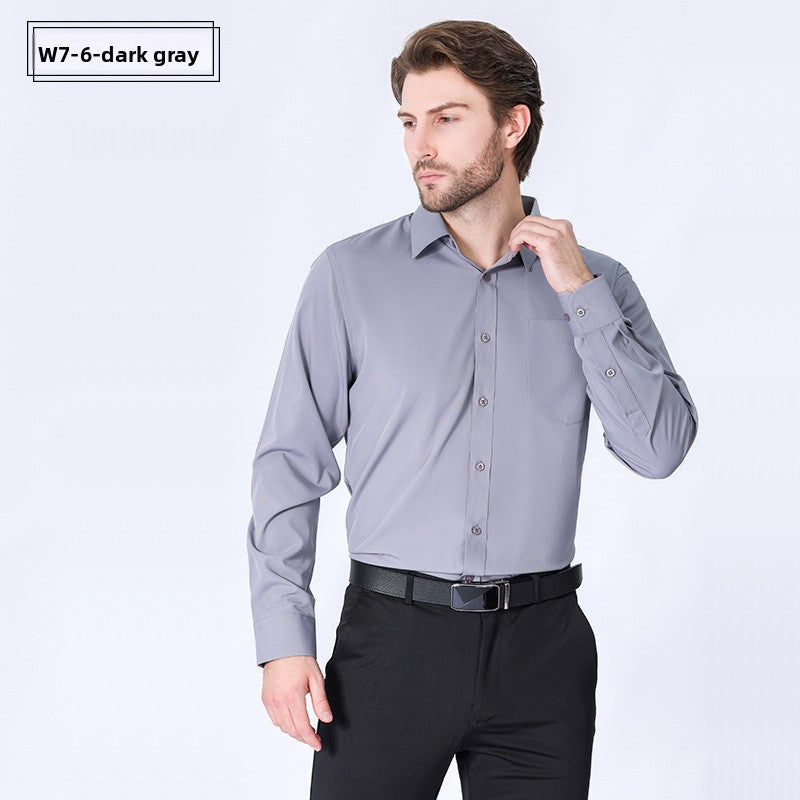 Men's Long-Sleeve Anti-Wrinkle Business Casual Shirt Colouronova