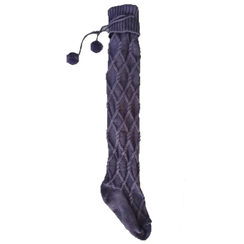 Knitted Wool Socks for Women with Hairball Long Tube Knee Stacking Womens Socks - Colouronova
