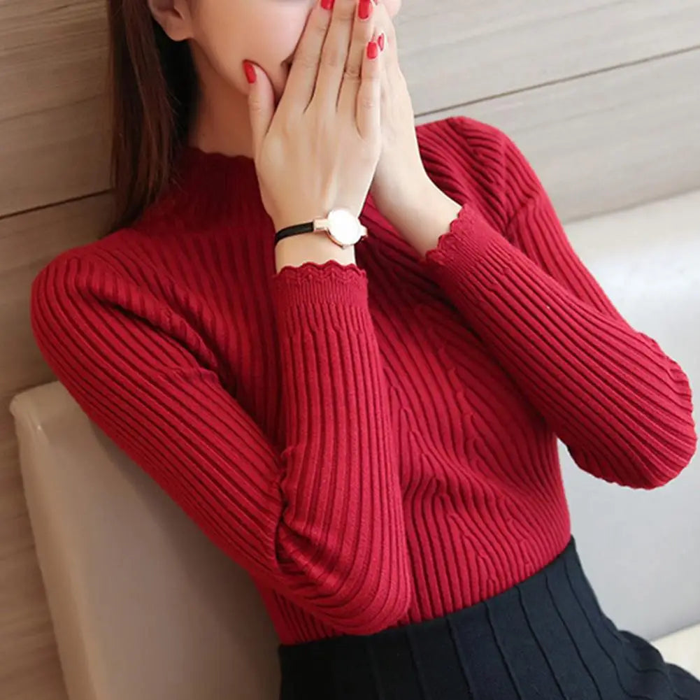 New Autumn Winter Women Pullovers O-neck Solid Knitwear Bottoming Shirt Korean Womens Sweaters Casual Ladies Jumpers Femme - Colouronova