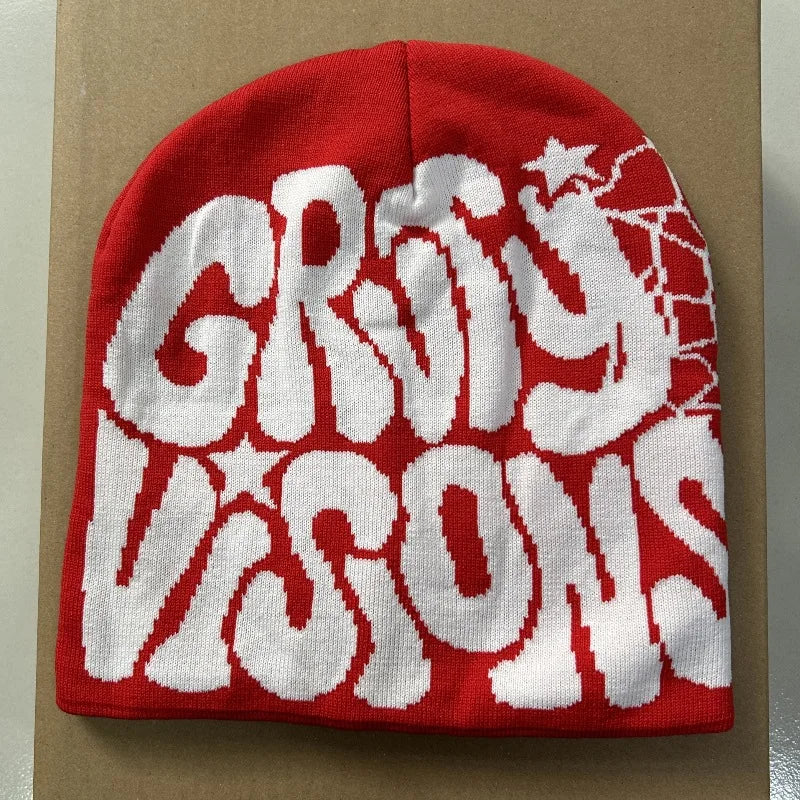 Fanceey Trendy Y2K Knitted Hat Jacquard Beanie Winter Warm Cap for Men Women Unisex Fashion Streetwear Outdoor Riding Skull Cap - Colouronova