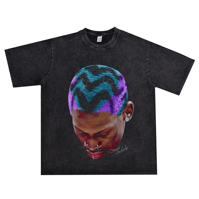 Vintage Basketball Player Print Cotton T-Shirt Colouronova
