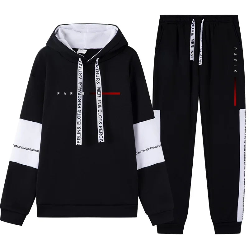 Autumn Winter Mens Tracksuit Printing Casual Sweatshirts Sportswear Sports Jogging Mens Clothing Single Piece Hoodie Pants 2025 - Colouronova