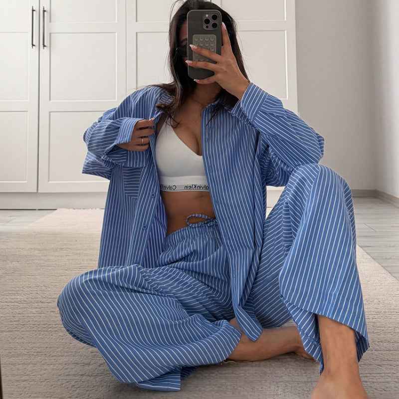 Striped Long Sleeve Loungewear Set
