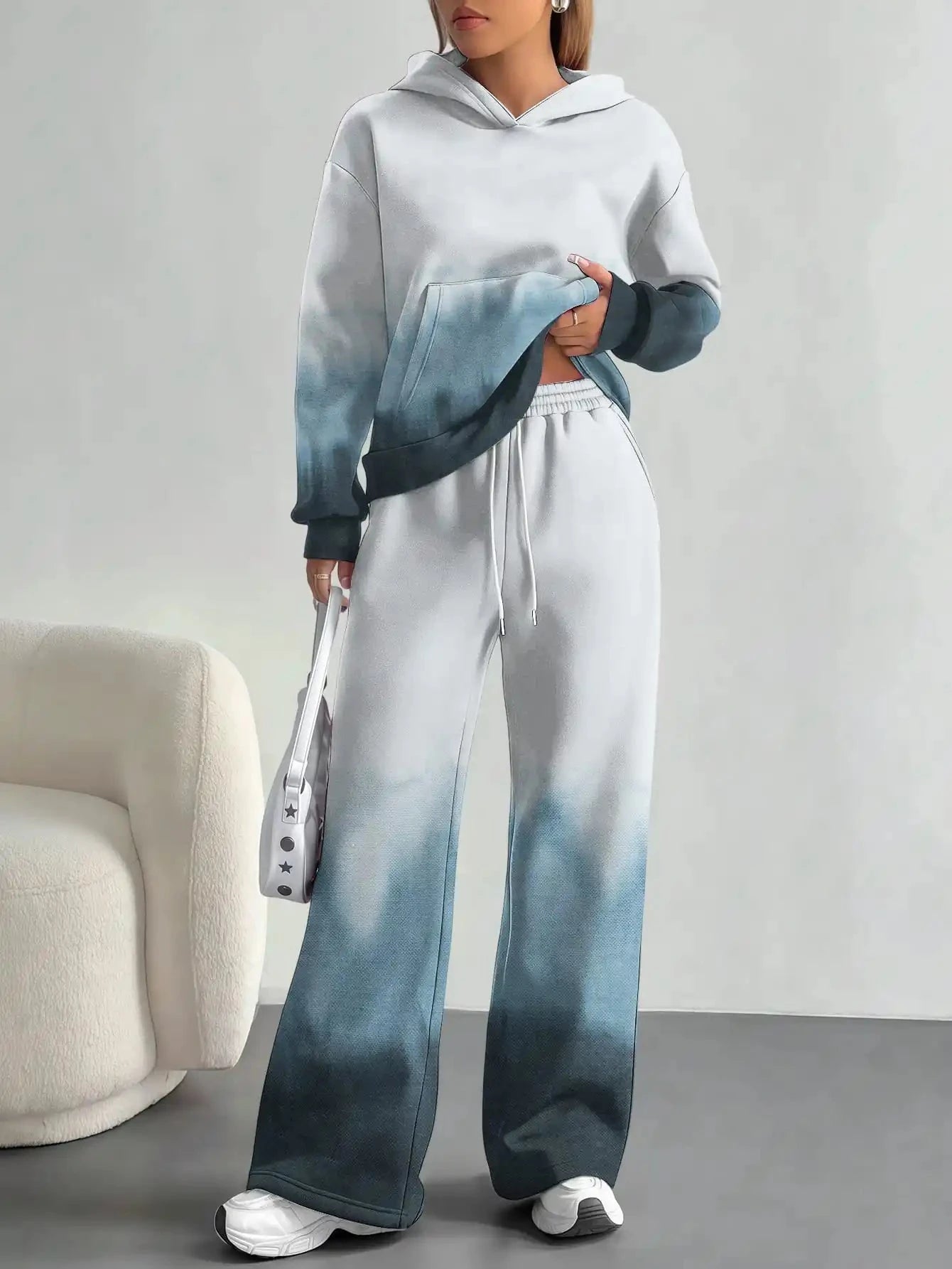 Foreign trade flame splicing printing new hot style 2025 new pink gradient fashion casual European and American women's suit Colouronova