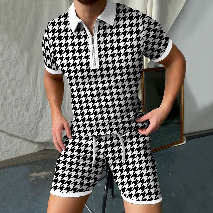 Men's Printed Polo Shirt and Shorts Set Colouronova