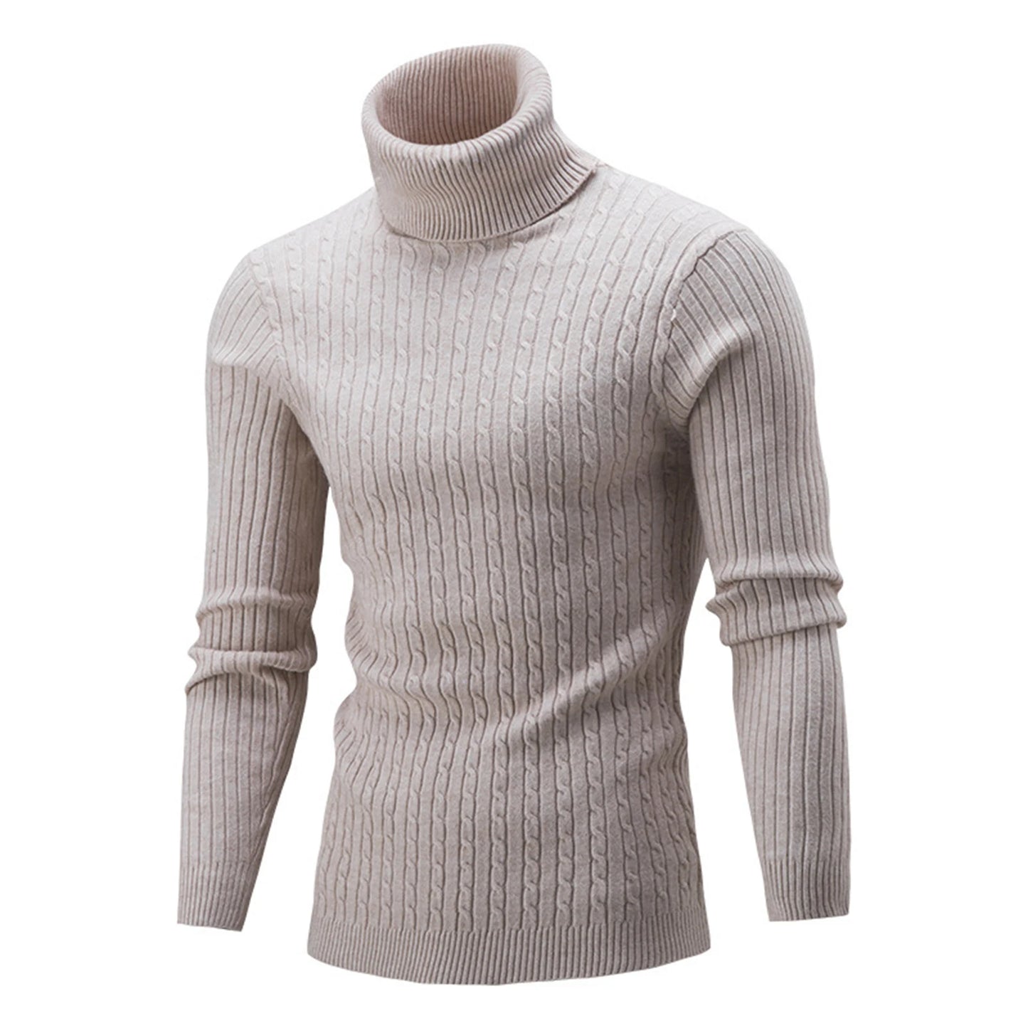2021 Winter Warm Thick Woolen Sweaters Men Casual Knitted Turtleneck Jumper Tops Men's Fashion Solid Long Sleeve Ribbed Sweater - Colouronova
