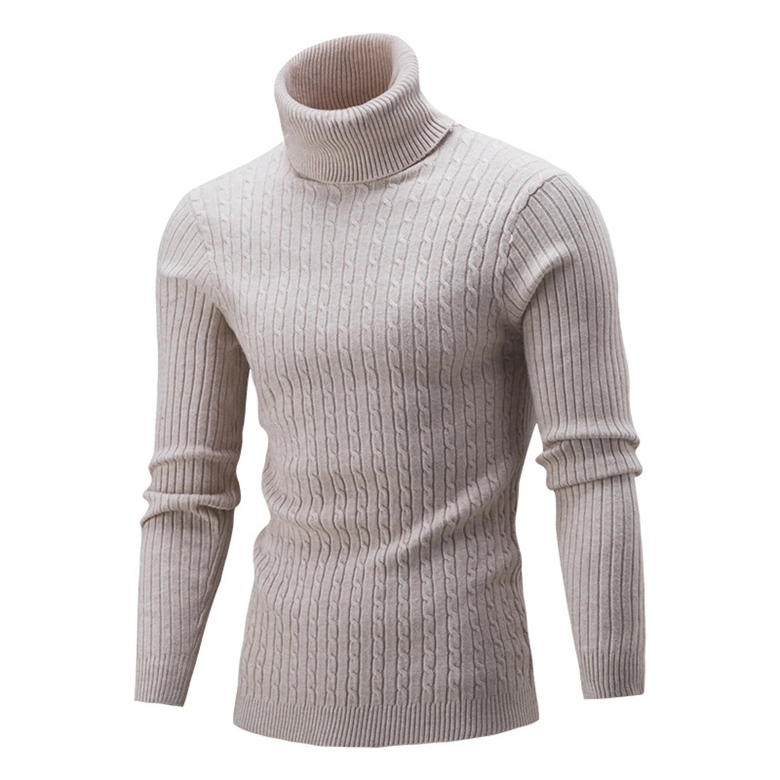 2021 Winter Warm Thick Woolen Sweaters Men Casual Knitted Turtleneck Jumper Tops Men's Fashion Solid Long Sleeve Ribbed Sweater - Colouronova