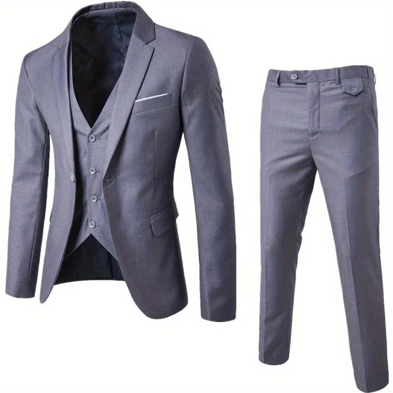 2025 All Season Business Casual Three Piece Suit for Men Groom and Groomsmen Wedding Suit - Colouronova